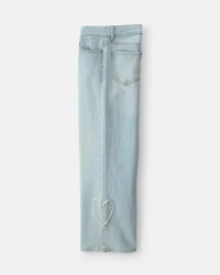 Girls Heart Denim Wide-Leg Jeans - Light Wash