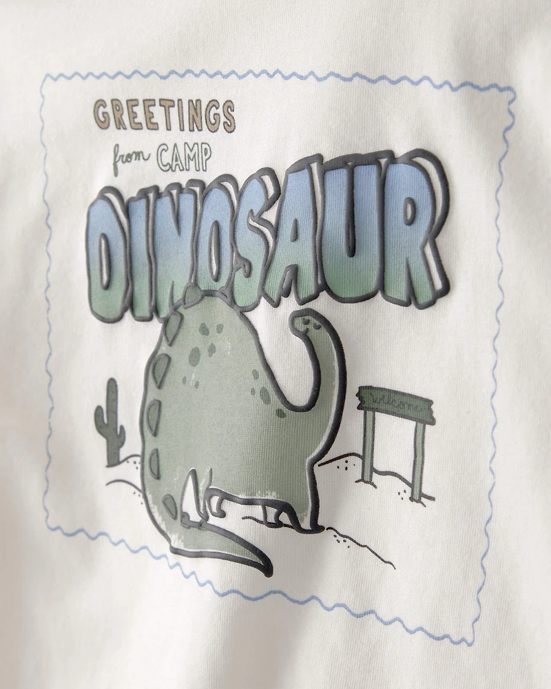 Baby Boy Dinosaur Long-Sleeve Graphic Tee - Cream