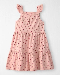Toddler Girl Organic Cotton Tiered Dress in Blush Floral Print