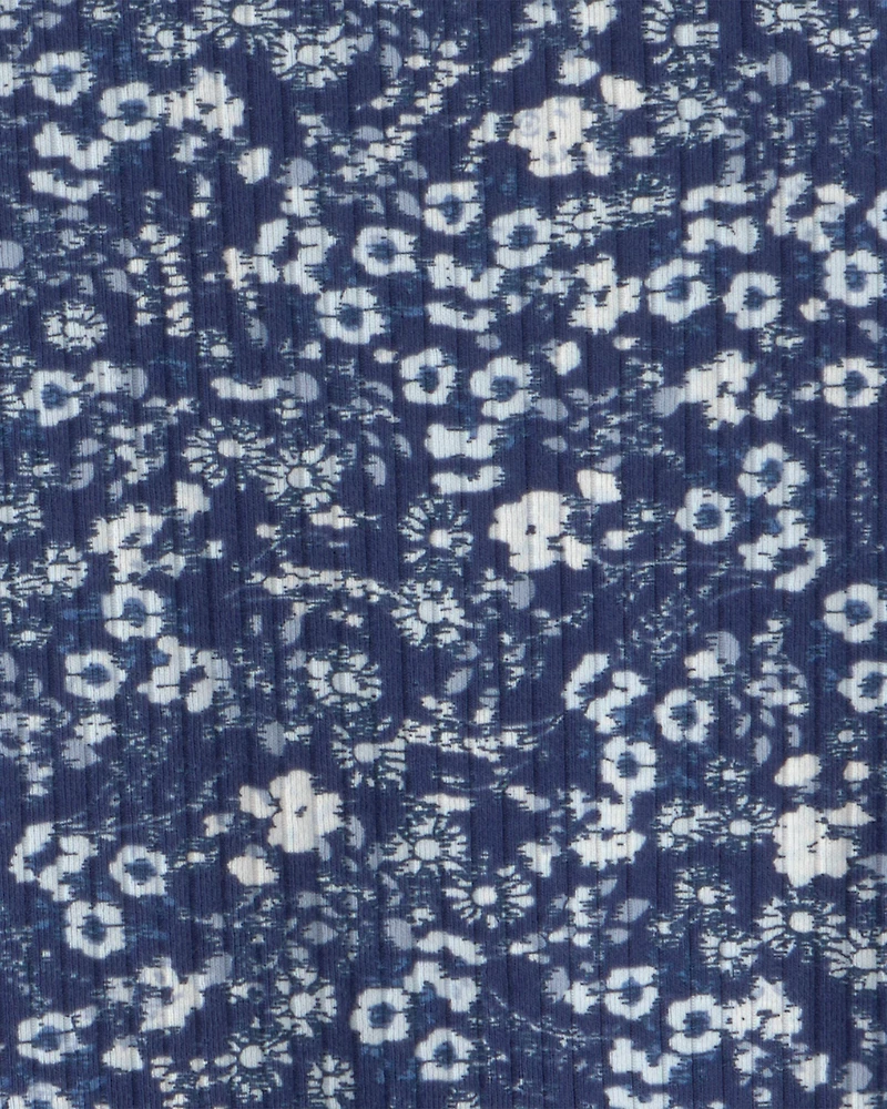 Girls Floral Long-Sleeve Top - Blue