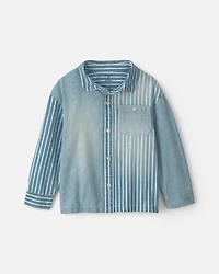 Boys Hickory Button-Down Shirt - Blue