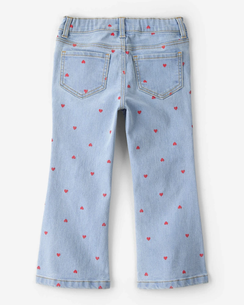 Toddler Girl  Light Wash Heart Denim Jeans - Blue