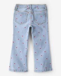 Toddler Girl  Light Wash Heart Denim Jeans - Blue