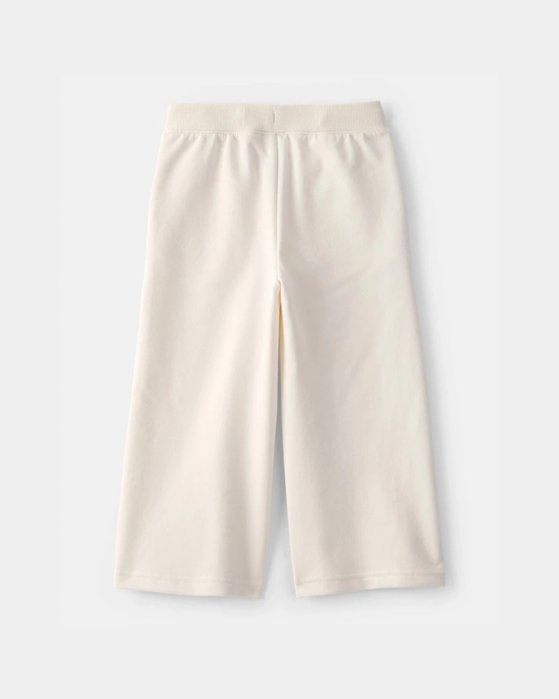 Toddler Girl French Terry Wide-Leg Active Pants - Ivory