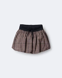 Toddler Girl Bubble Skirt in Plaid - Tan