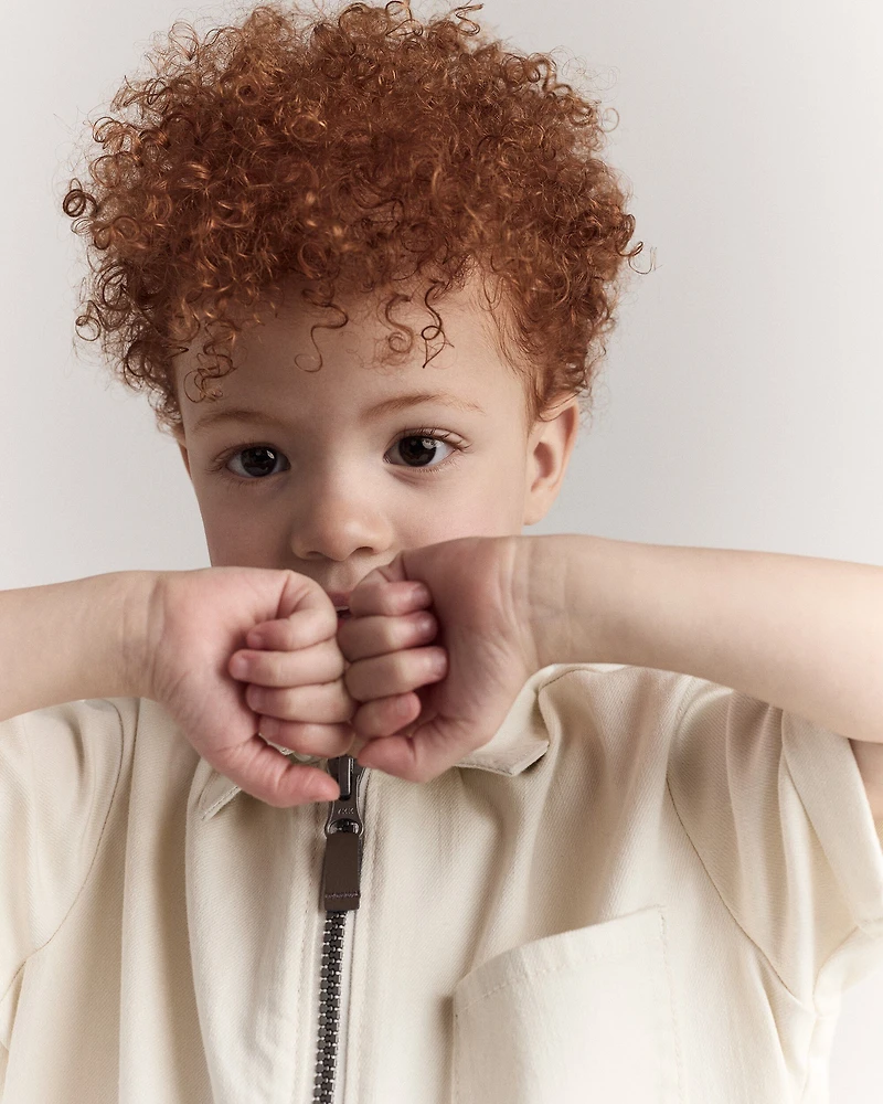Toddler Day Out™ Cropped Jumpsuit - Cream