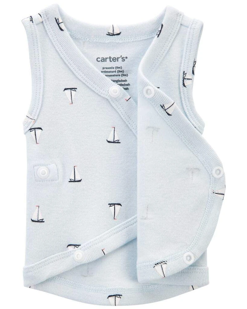 Baby Boy Preemie Sailboat Tank - Blue