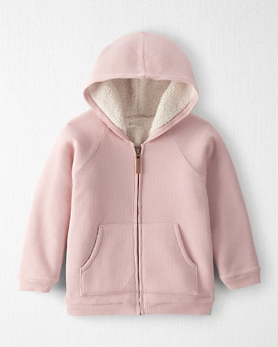 Girls Recycled Sherpa Waffle Knit Hooded Jacket