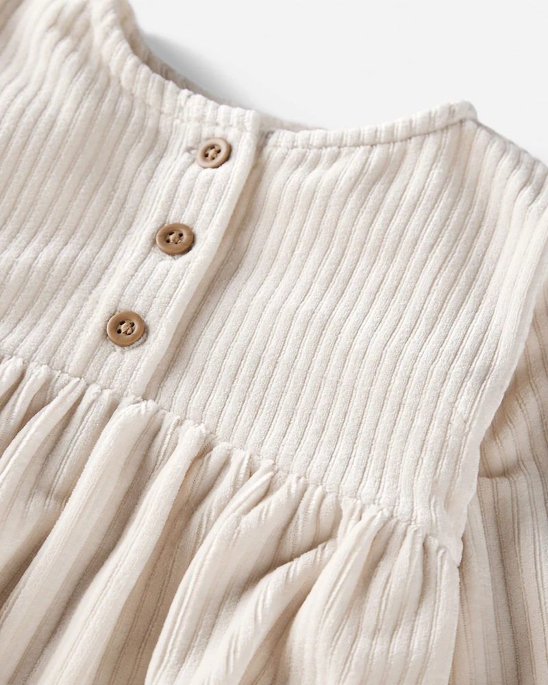 Baby Girl Recycled Ribbed Velour Dress