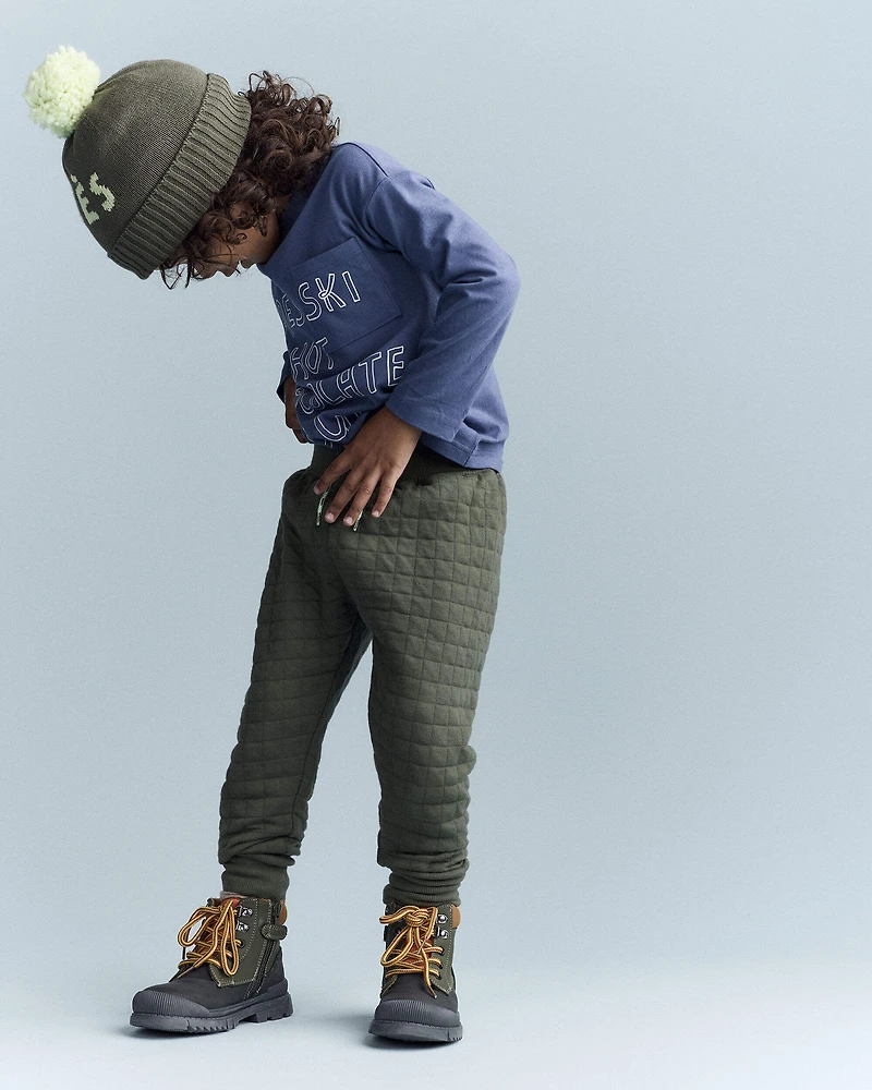 Toddler 'Hot Cocoa Club' Long-Sleeve Pocket Relaxed Graphic Tee - Dark Blue