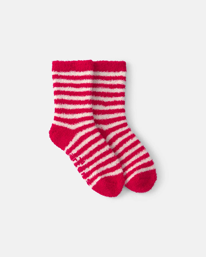 Toddler Striped Christmas Cozy Socks - Red/White