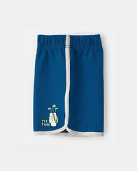 Baby Boy 2-Piece 'All Day Fun' Golf Top & Short Set - Grey/Blue