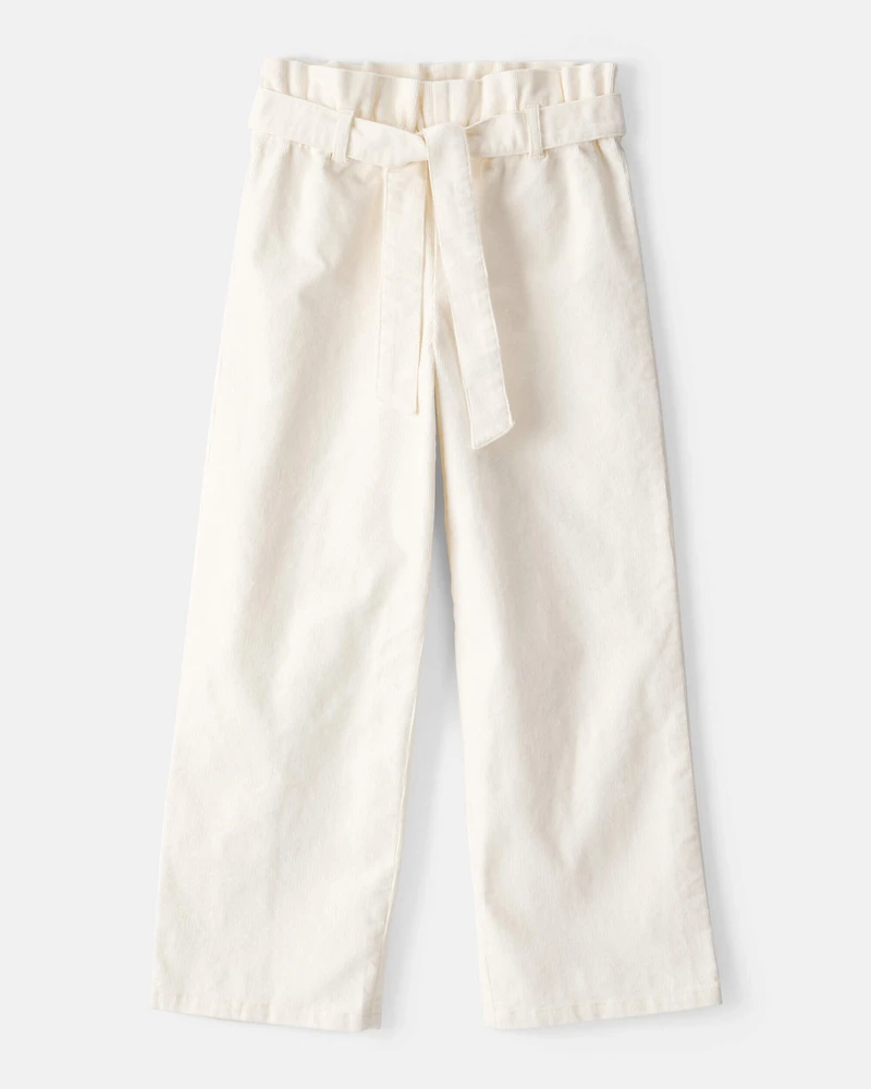 Girls Corduroy Wide-Leg Pants - Ivory