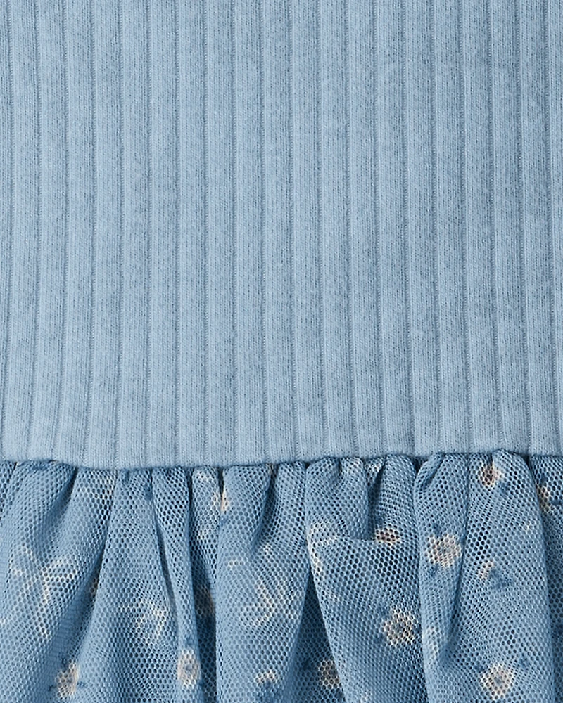 Toddler Girl Floral Print Long-Sleeve Dress - Blue