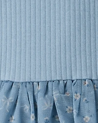 Toddler Girl Floral Print Long-Sleeve Dress - Blue