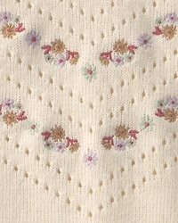 Baby Girl Embroidered Sweater - Ivory