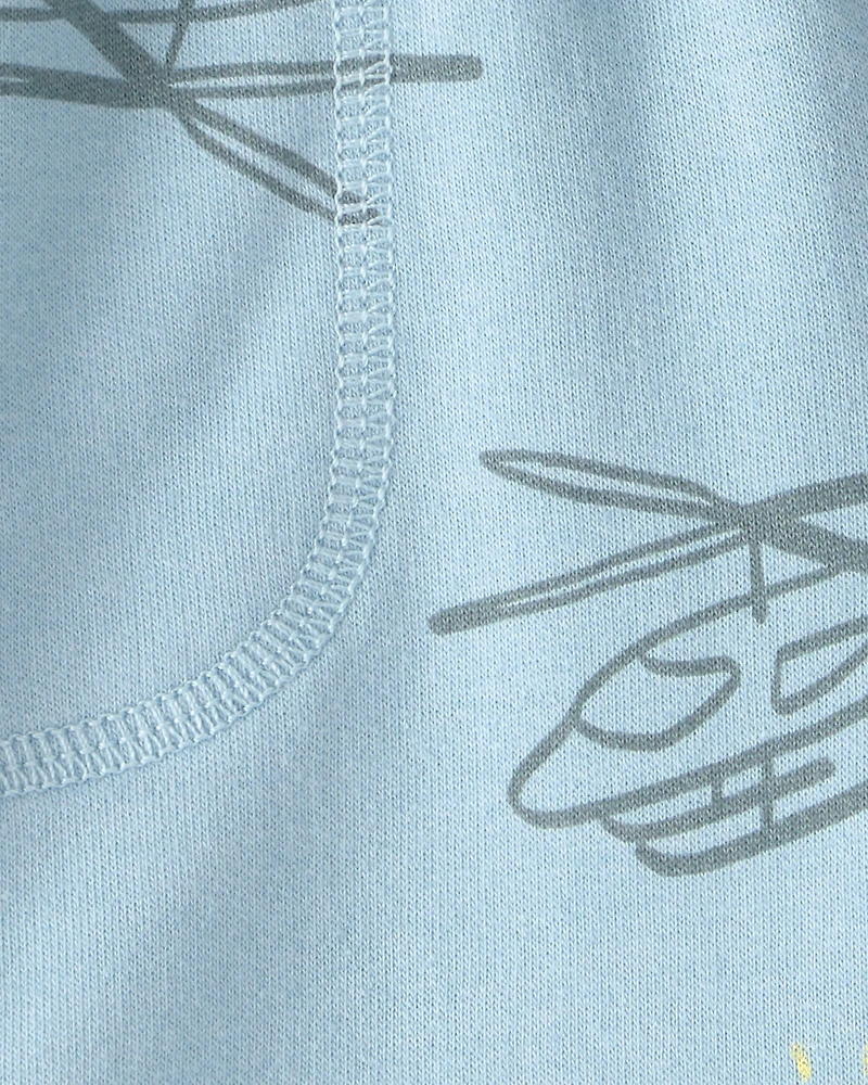 Toddler Boy Helicopter French Terry Shorts - Blue