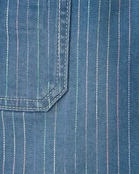 Toddler Girl Rainbow Stripe Denim Skirtall - Medium Wash