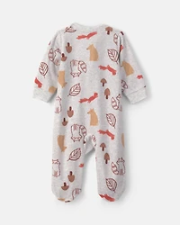 Baby Autumn Fleece 2-Way Zip Sleep & Play Pajamas - Grey