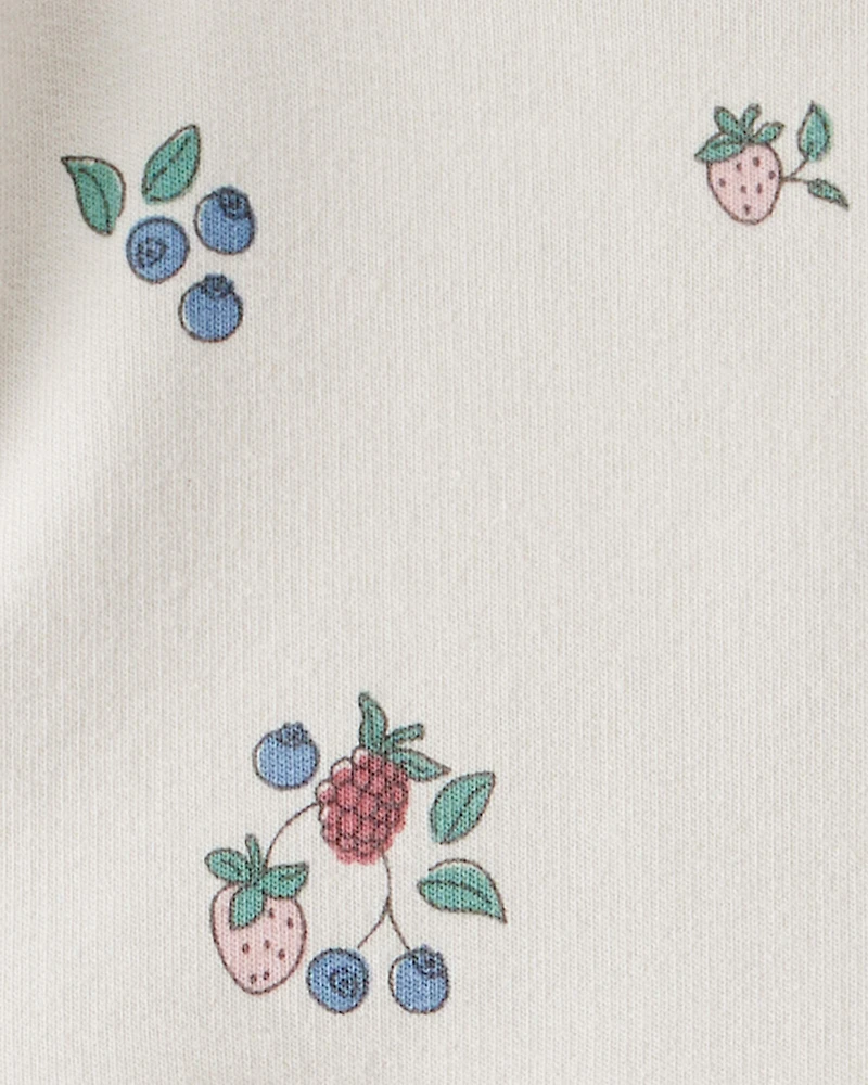 Baby Girl Organic Cotton French Terry Dress in Berry Blossom Print