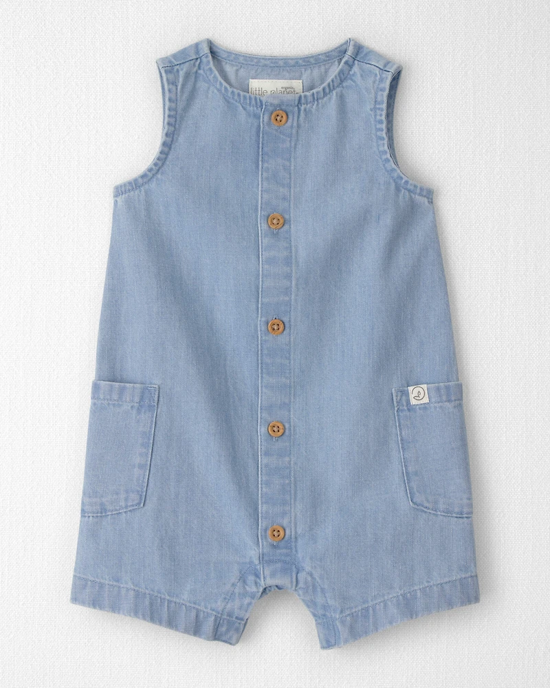 Baby Organic Cotton Chambray Romper
