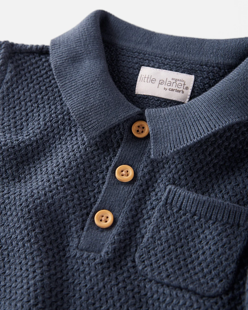 Toddler Organic Cotton Sweater Knit Polo Shirt
