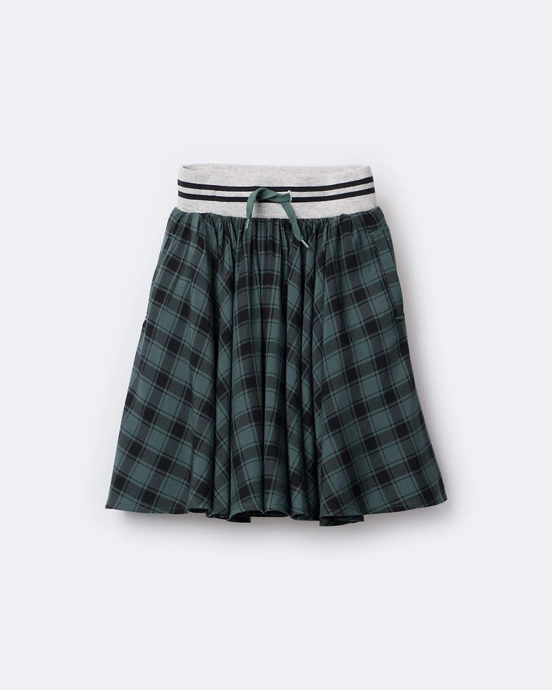 Toddler Girl Avenue Twirl™ Midi Skirt in Plaid - Green/Black