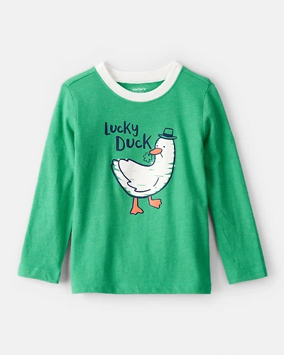 Toddler Boy St. Patricks Day Lucky Duck Long-Sleeve Graphic Tee - Green