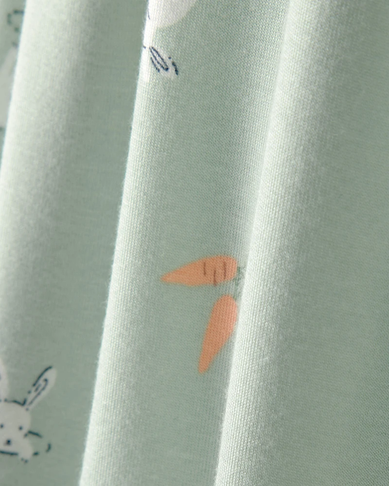 Toddler Easter Bunny PurelySoft 1-Piece 2-Way Zip Pajama - Green