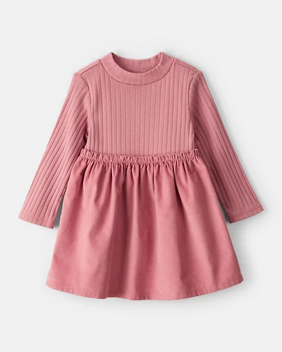 Baby Girl Rib Knit Dress - Pink