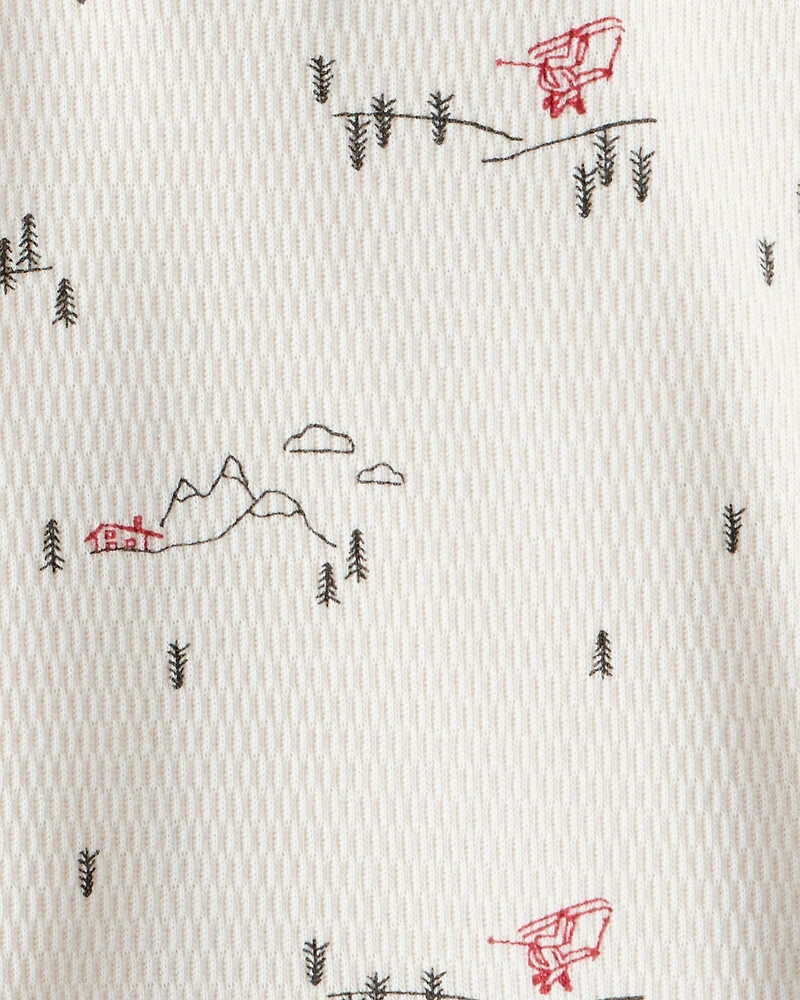 Baby Boy Skiing Henley T-Shirt - Cream