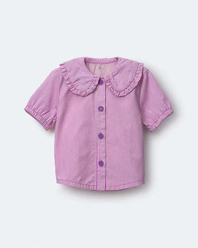 Toddler Girl Peter Pan Collar Top in Stripes