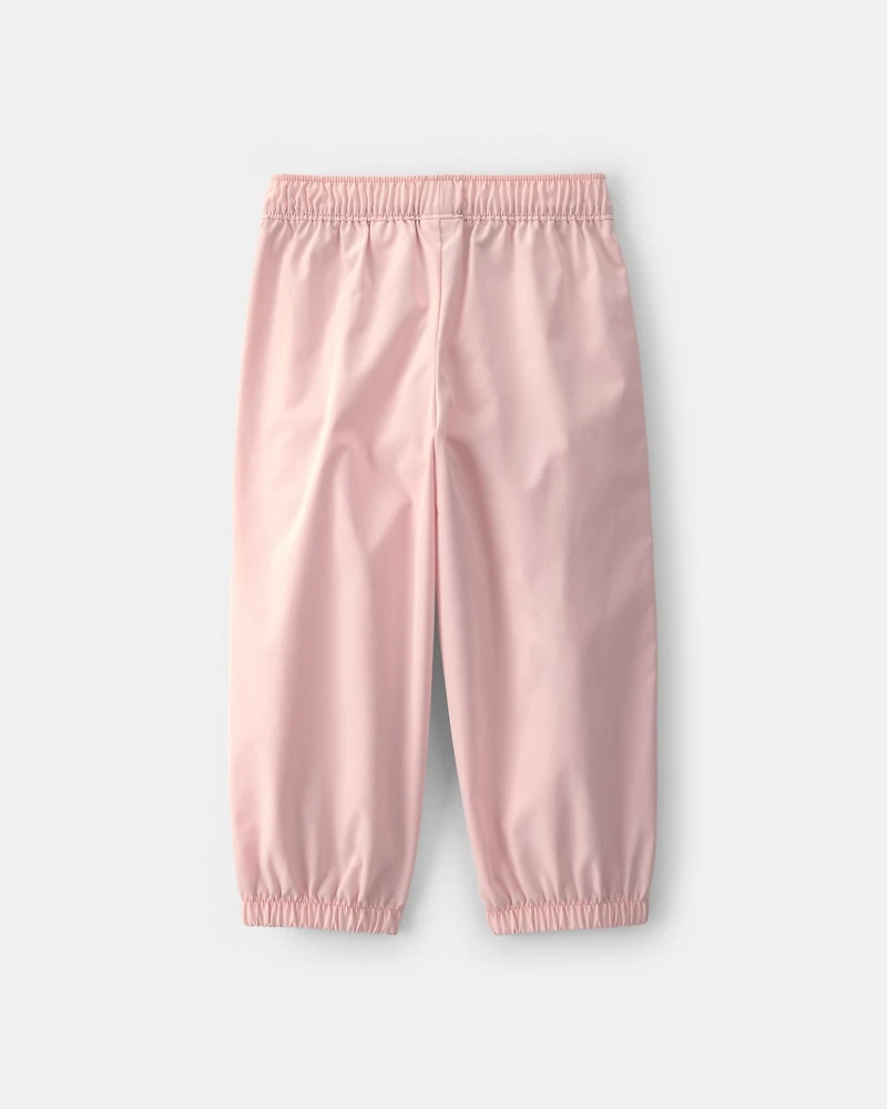 Toddler Girl Bow-Cuff Poplin Joggers - Pink