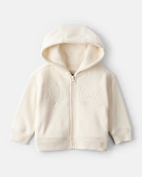 Baby Girl Hooded Zip-Up Jacket - Cream