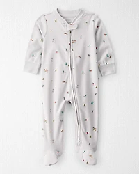 Baby Organic Cotton Sleep & Play Pajamas in Frosted Trail Print