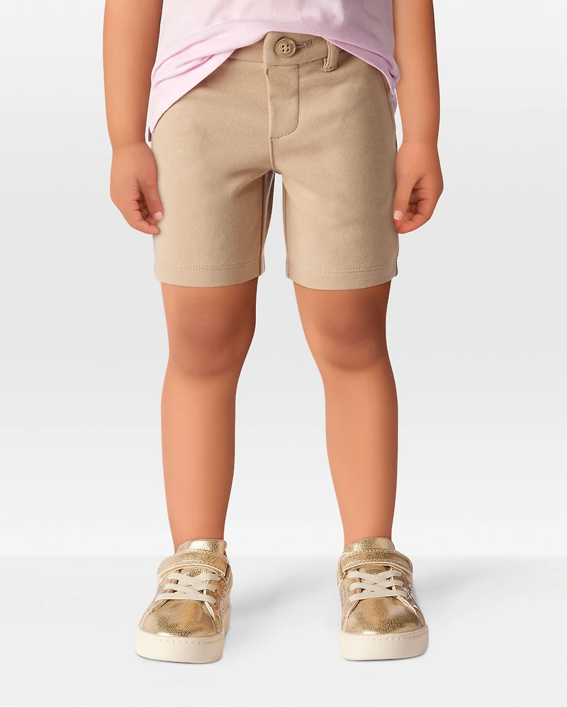 Toddler 2-Pack Ponte Knit Uniform Shorts - Khaki