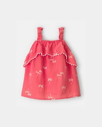Toddler Girl Palm Tree Gauze Tank Top - Orange