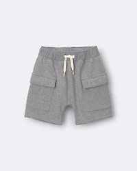 Toddler Boy French Terry Cargo Shorts with Pockets - Grey