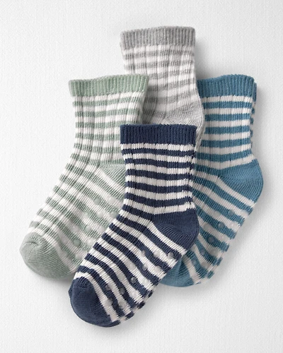 Toddler 4-Pack Slip Resistant Socks Made with Organic Cotton