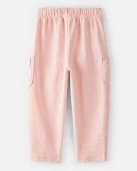 Toddler Girl Bow Pocket French Terry Pants - Coral