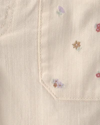 Baby Girl Floral Twill Pants - Cream