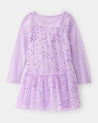 Toddler Girl Star Princess Tulle Dress - Purple