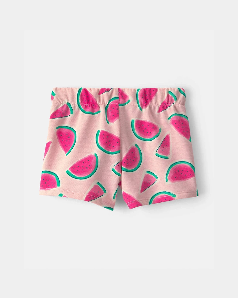 Toddler Girl Watermelon French Terry Shorts - Pink