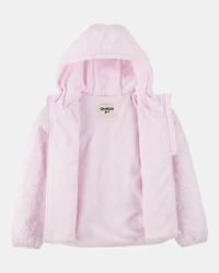 Girls Floral Quilted Midweight Jacket - Pink