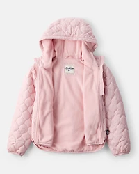 Girls Long-Sleeve Midweight Quilted Jacket - Pink