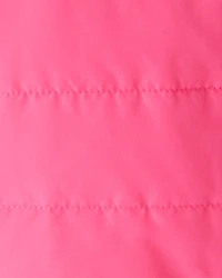 Baby Girl Sherpa-Lined Hooded Puffer Jacket - Pink