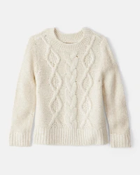 Toddler Girl Metallic Cable Knit Long-Sleeve Sweater - Ivory