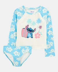 Girls Disney© Lilo & Stitch 2-Piece Rashguard Swimsuit Set - Blue