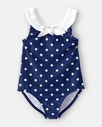 Toddler Girl Polka Dot 1-Piece Swimsuit - Navy