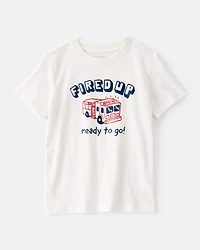 Toddler Boy Firetruck Graphic Tee - White